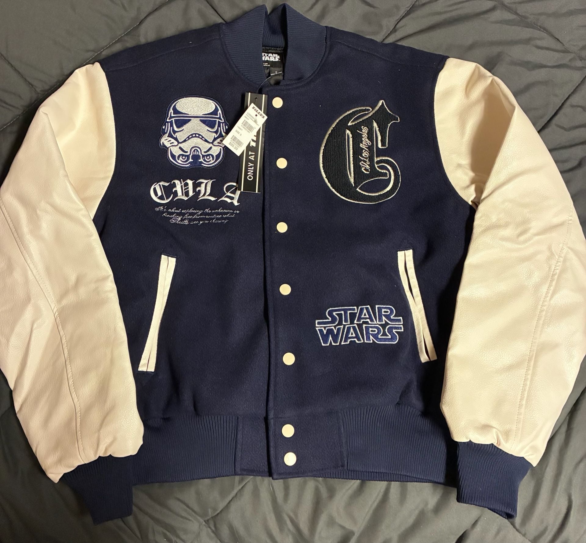 CVLA x Star Wars Stormtrooper Varsity Jacket Size S Navy White 1