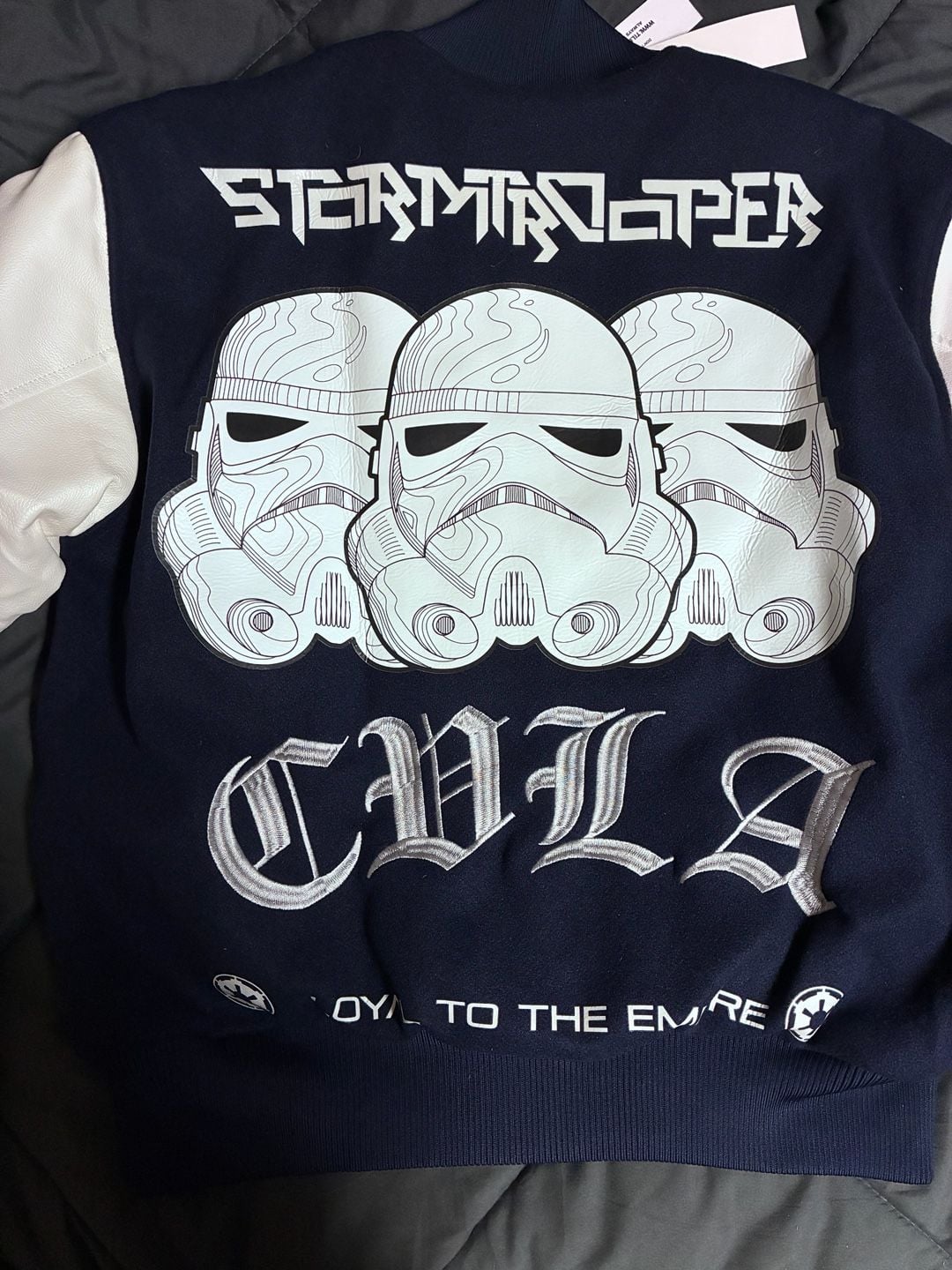 CVLA x Star Wars Stormtrooper Varsity Jacket Size S Navy White 2