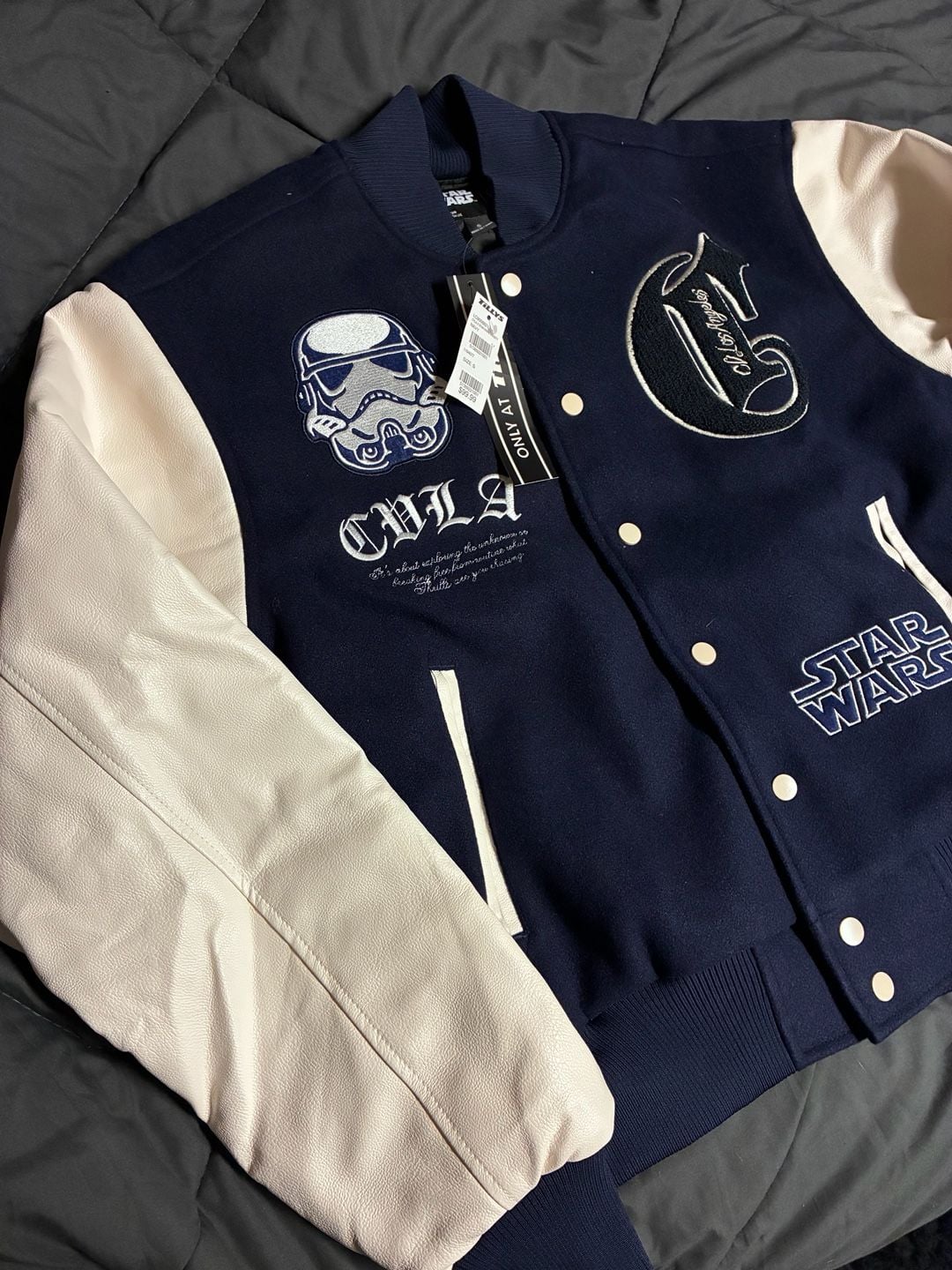 CVLA x Star Wars Stormtrooper Varsity Jacket Size S Navy White 5