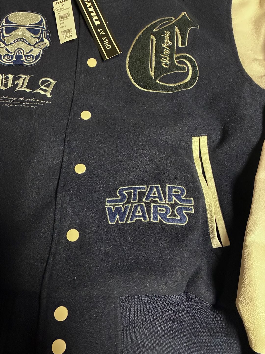 CVLA x Star Wars Stormtrooper Varsity Jacket Size S Navy White 7