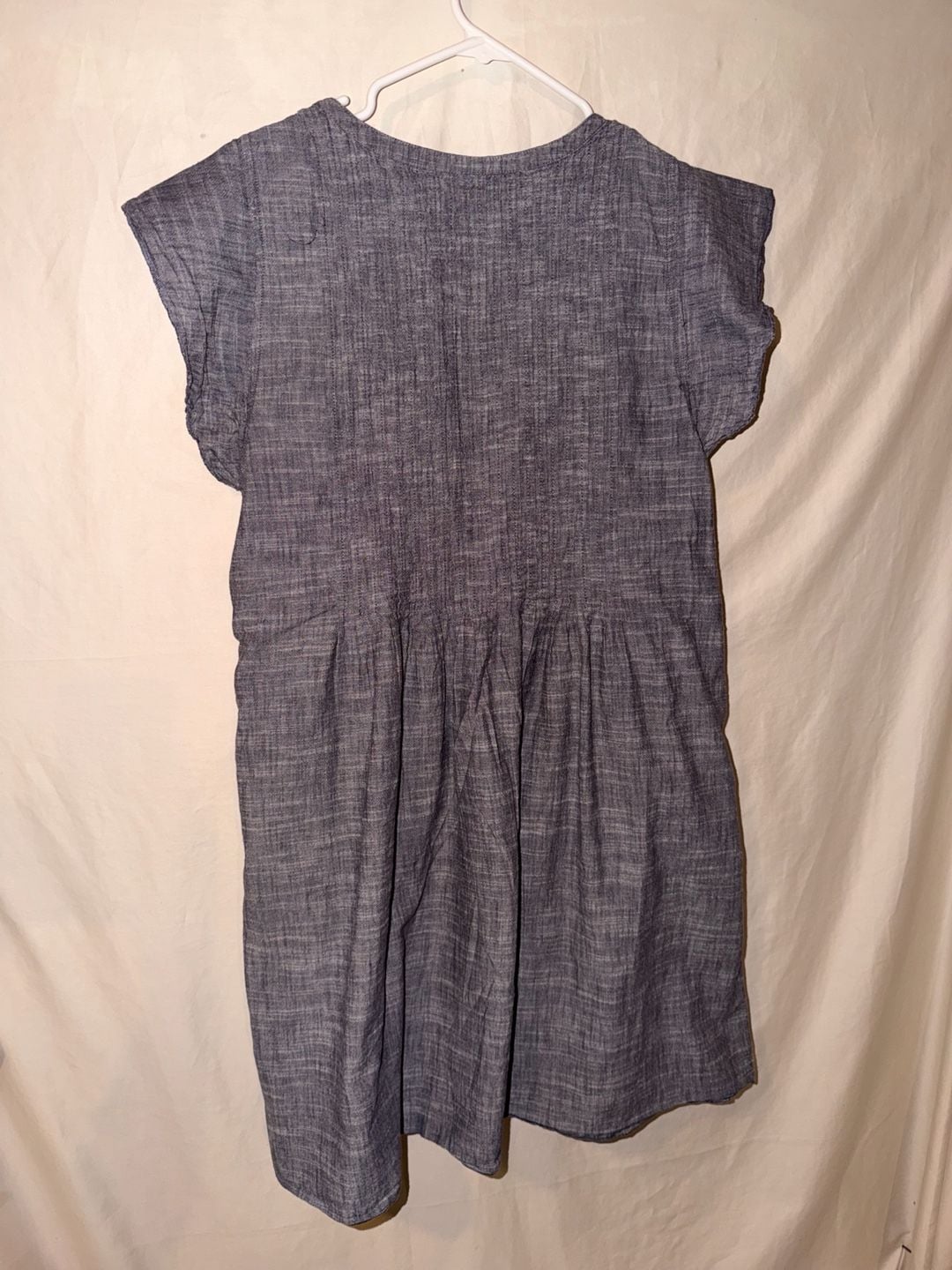 Aventura Devon Dress Size L Gray Organic Cotton Flutter Sleeve 4