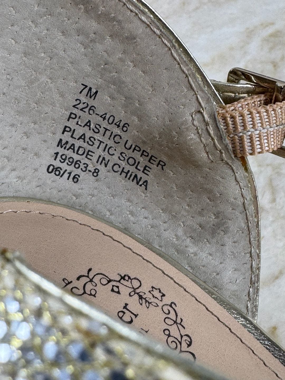 I. Miller Gold Glitter Peep Toe Stiletto Heels Ankle Strap Sandals 7M 12
