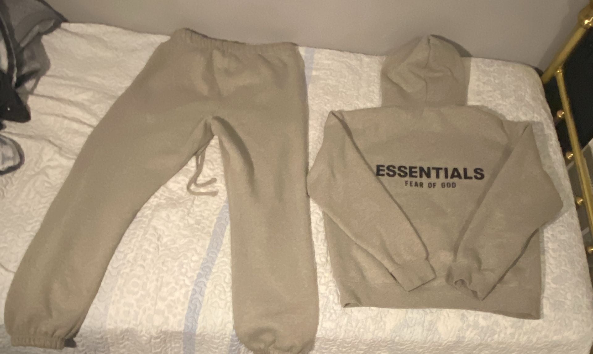 Fear of God Essentials Hoodie and Sweatpants Set Light Oatmeal 4