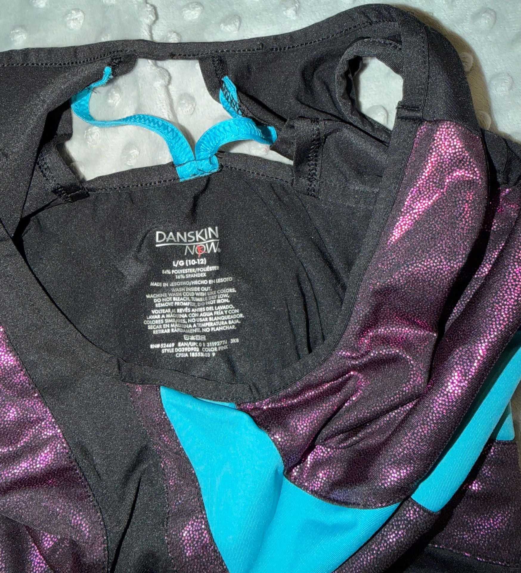 Danskin Now Gymnastics Leotard Size L 10-12 Purple Blue Metallic 7