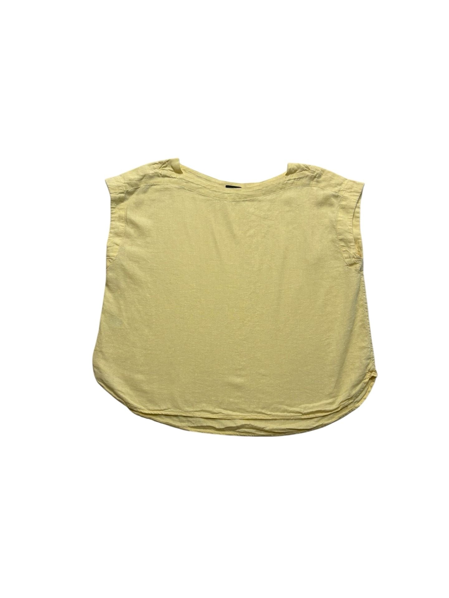 Ann Taylor Tank Top Size L Yellow Linen Sleeveless Blouse 2