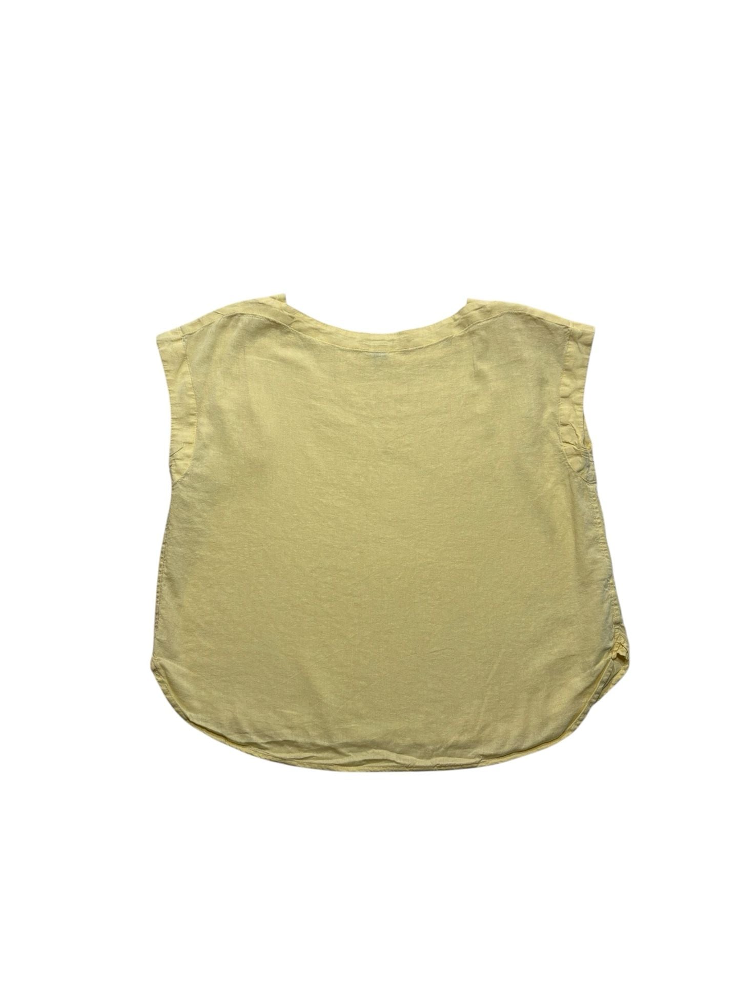 Ann Taylor Tank Top Size L Yellow Linen Sleeveless Blouse 3