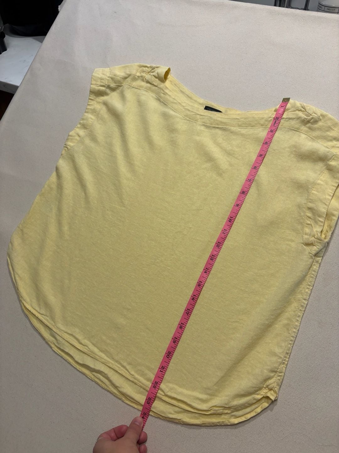 Ann Taylor Tank Top Size L Yellow Linen Sleeveless Blouse 6