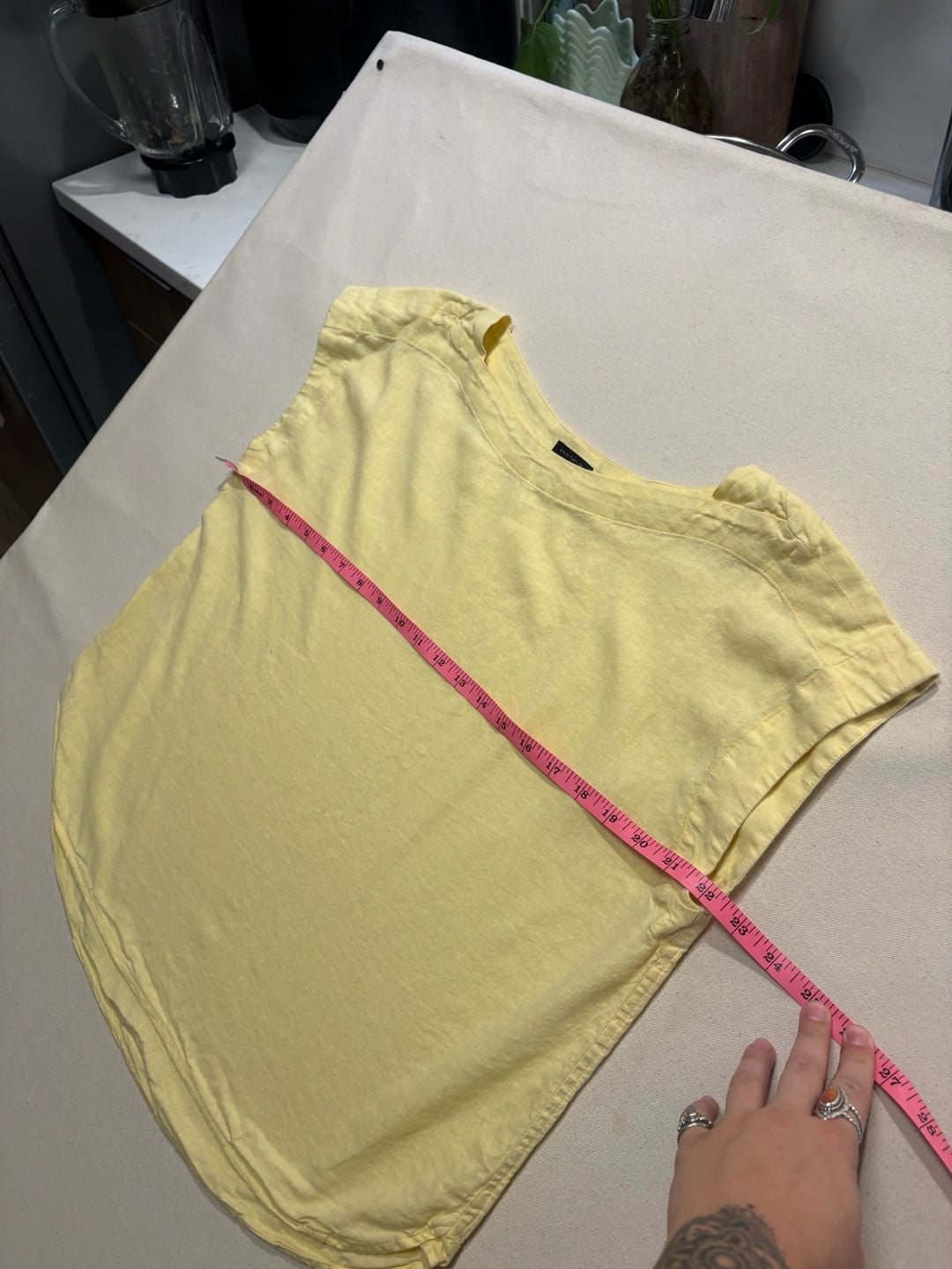 Ann Taylor Tank Top Size L Yellow Linen Sleeveless Blouse 7