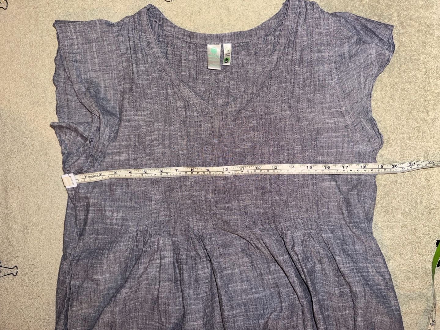 Aventura Devon Dress Size L Gray Organic Cotton Flutter Sleeve 5