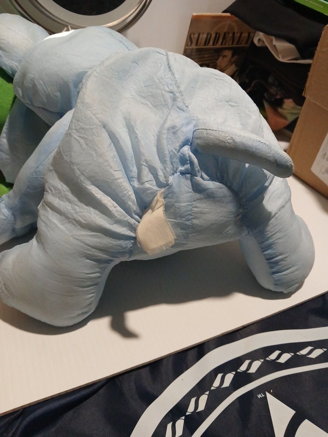 Vintage Eden Blue Elephant Plush Stuffed Animal Toy Parachute Fabric 3