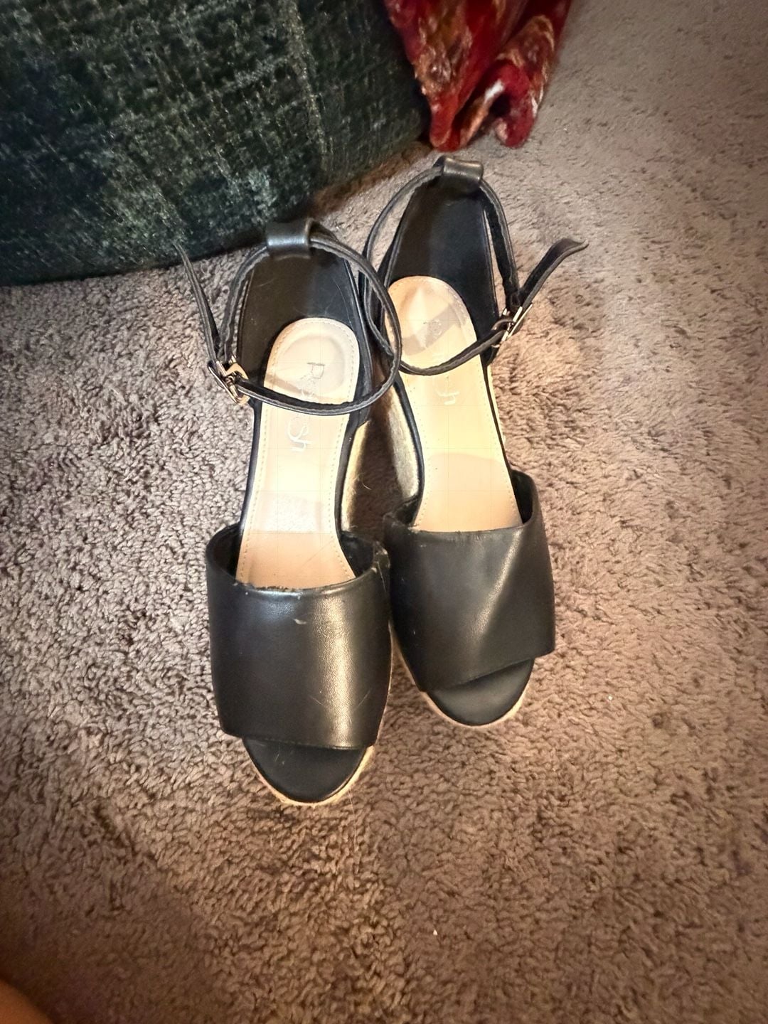Refresh Black Wedge Espadrille Sandals 2