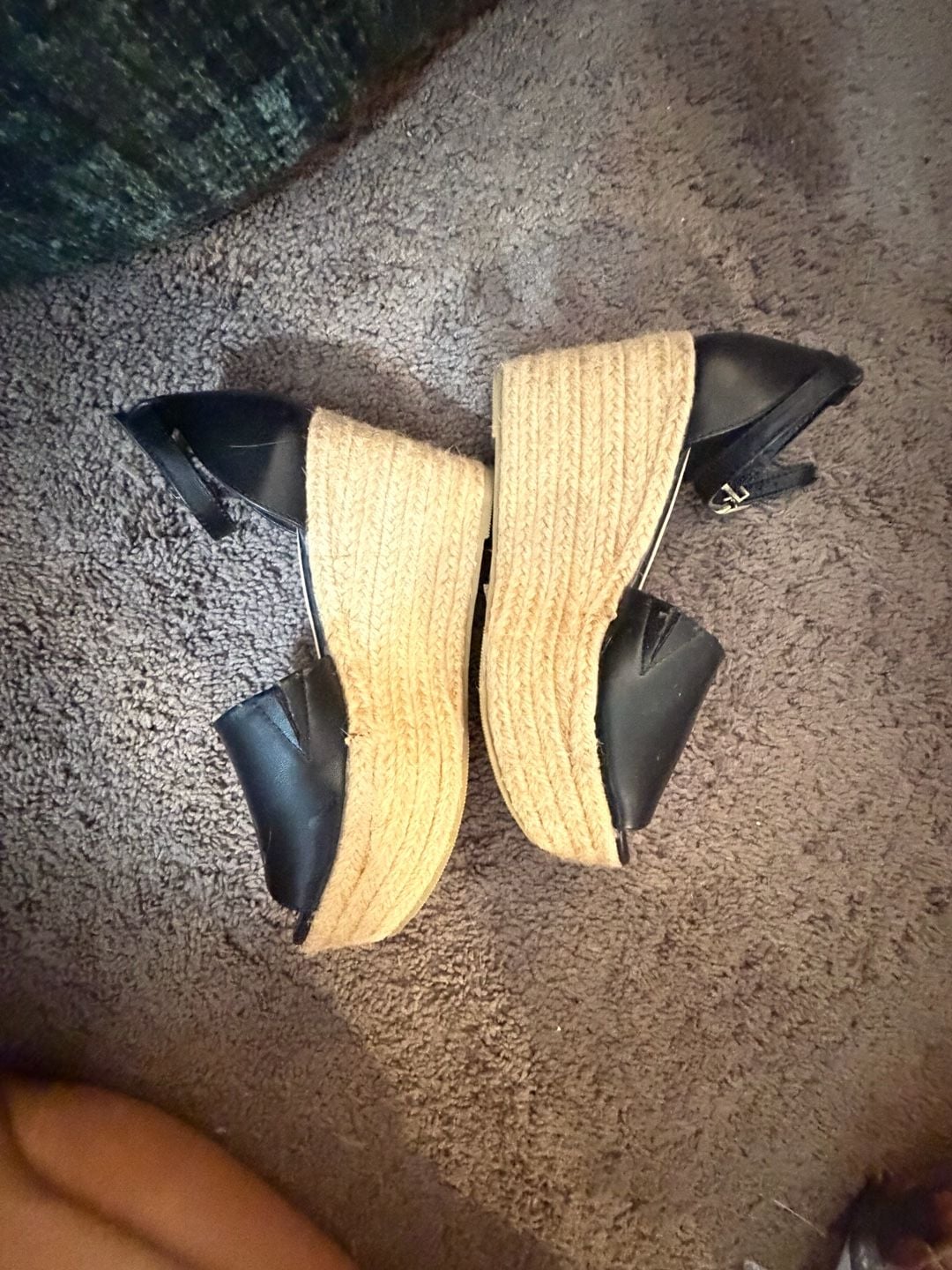 Refresh Black Wedge Espadrille Sandals 5