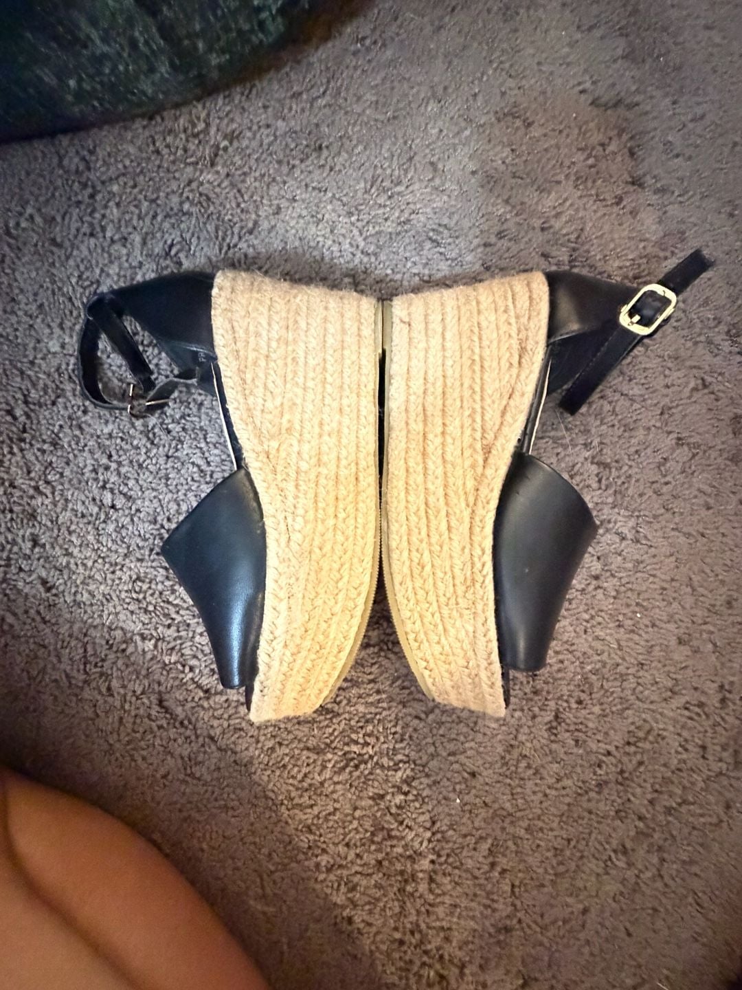 Refresh Black Wedge Espadrille Sandals 6