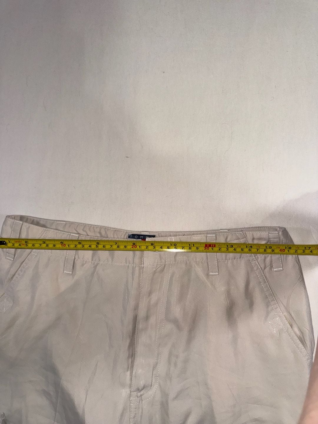 Vintage 90s/y2k Tommy Hilfiger Cargo Pants Size 12 Cream/Tan Polyester Wide Leg 6