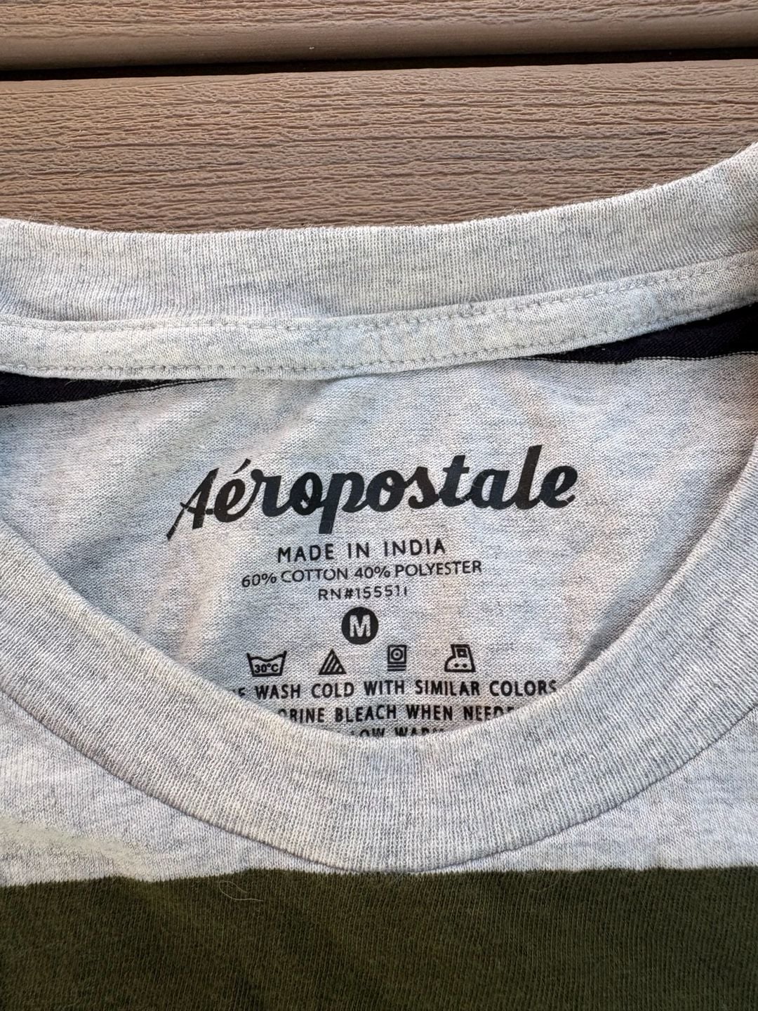 Aeropostale Striped T-Shirt Size M Gray Olive Black 4