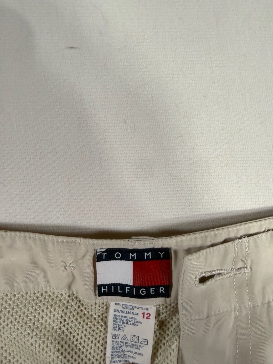 Vintage 90s/y2k Tommy Hilfiger Cargo Pants Size 12 Cream/Tan Polyester Wide Leg 4