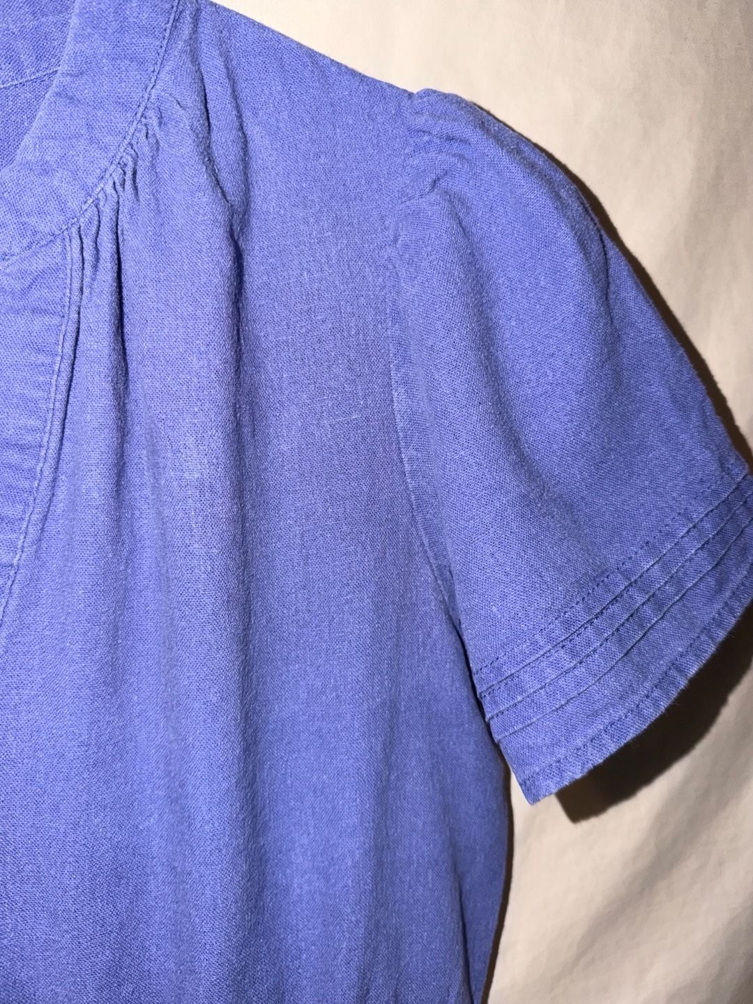Cynthia Rowley Tiered Midi Dress Size S Blue Linen Short Sleeve 5