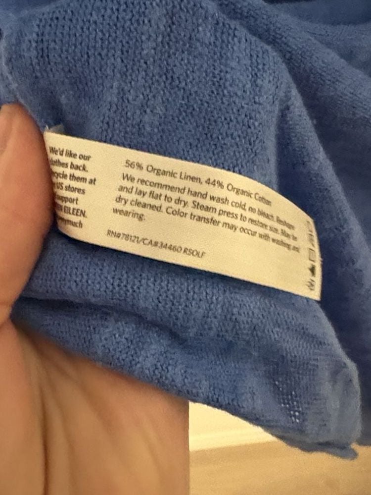 Eileen Fisher Linen Blend Longline Short Sleeve Cardigan Size XL Open Front Blue 5