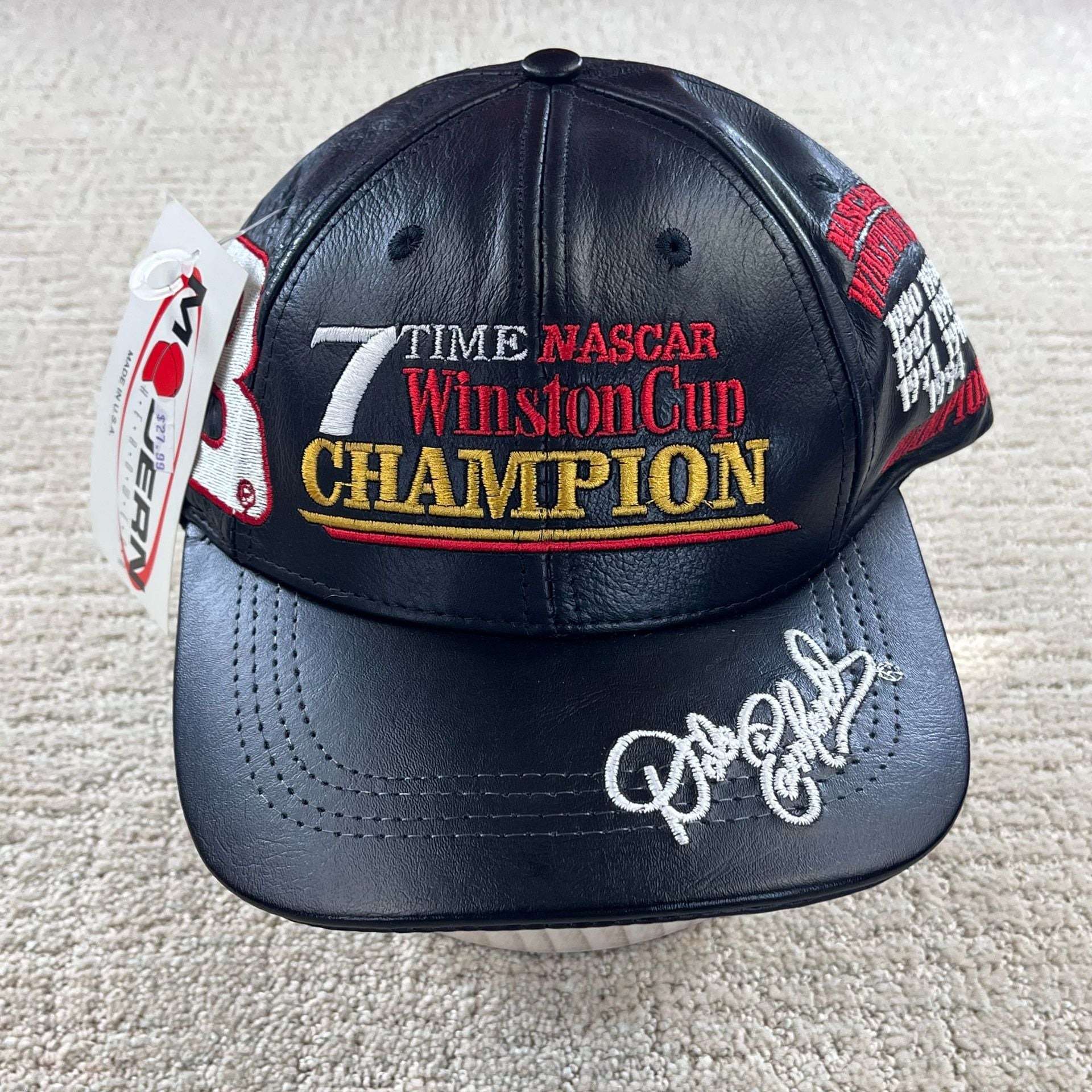 Vintage Made In USA Dale Earnhardt Leather Hat 7 Time Champion Nascar 2