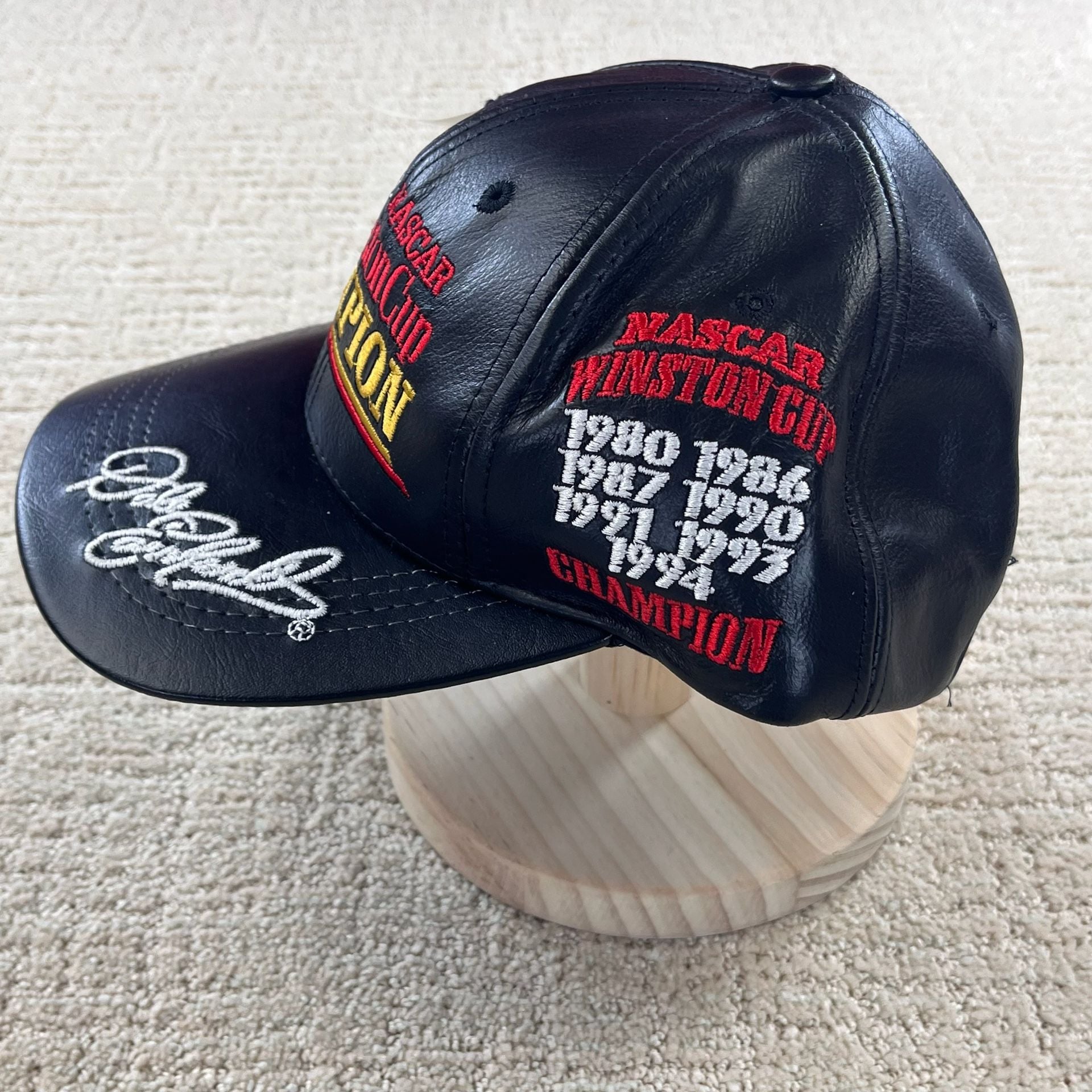 Vintage Made In USA Dale Earnhardt Leather Hat 7 Time Champion Nascar 5