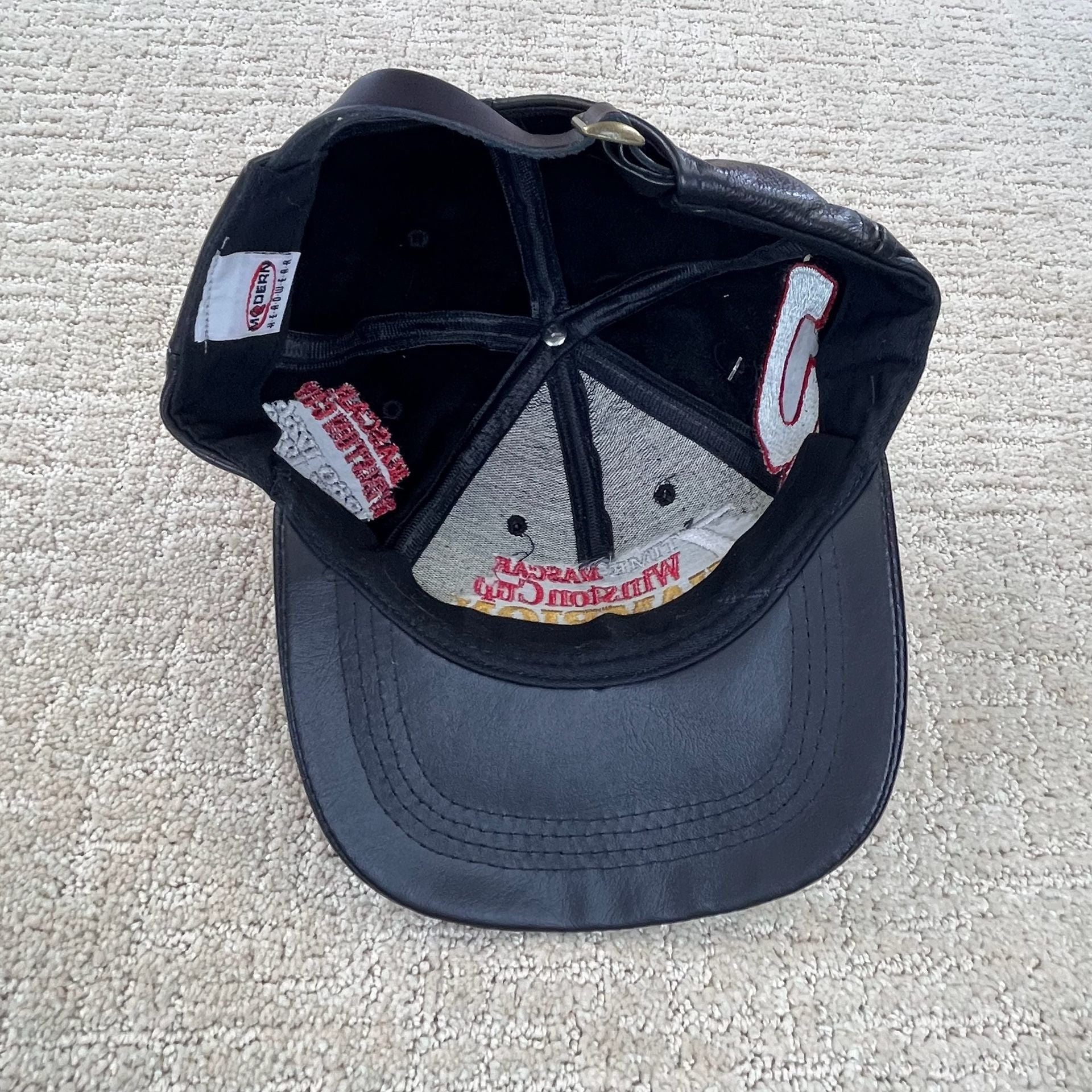 Vintage Made In USA Dale Earnhardt Leather Hat 7 Time Champion Nascar 6