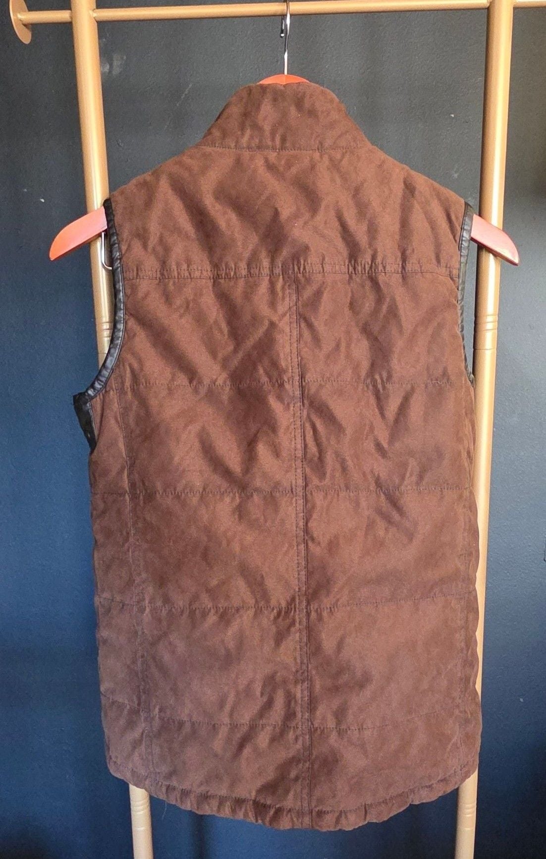 Class Club Puffer Vest Size 14/16 Brown Faux Leather Trim youth 4