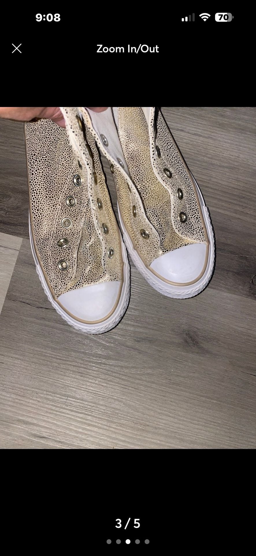 Converse Chuck Taylor All Star High Top Size 7 Gold Speckled Sneakers 4