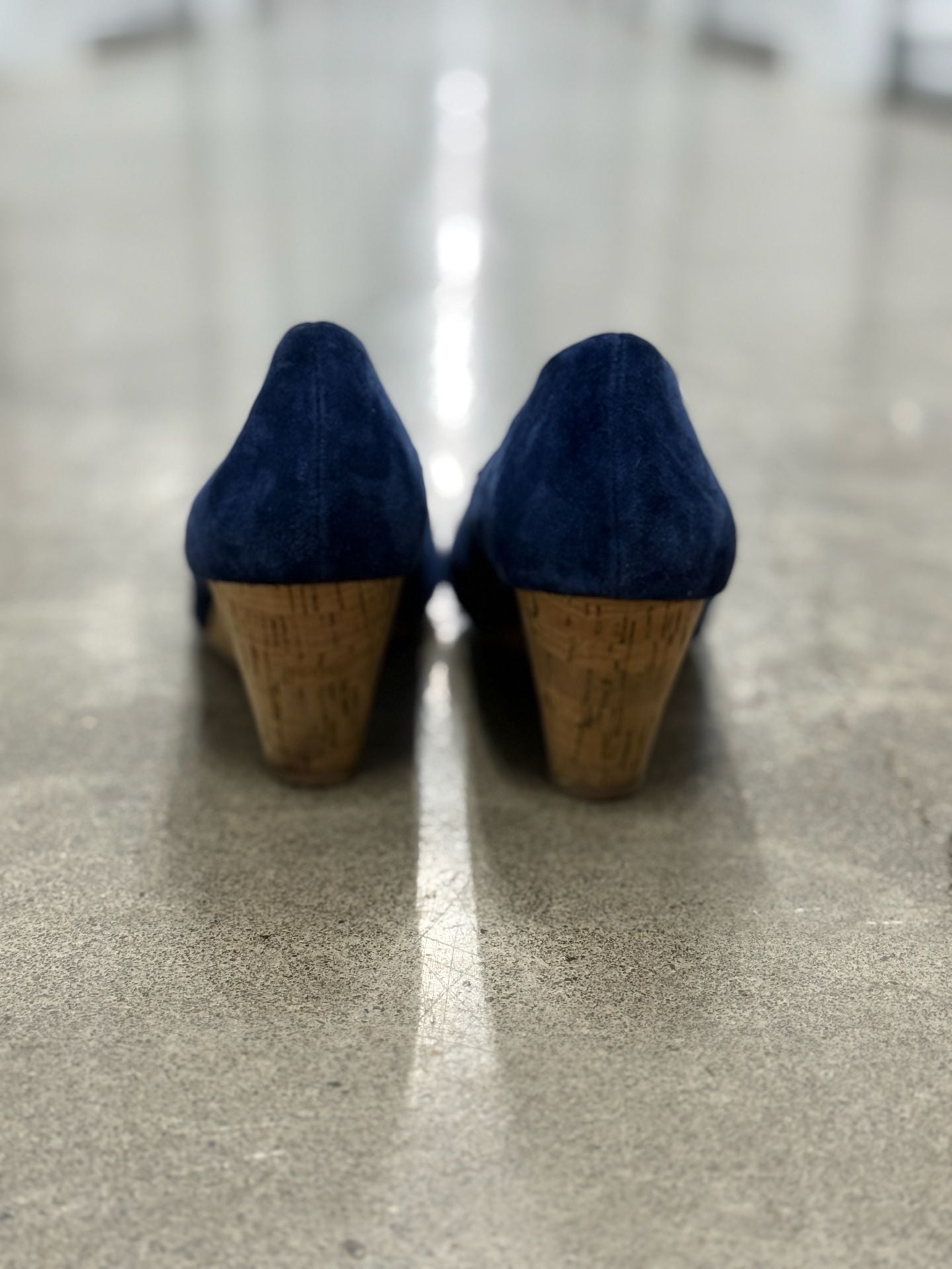 Andre Assous Blue Suede Cork Wedge Heels 5