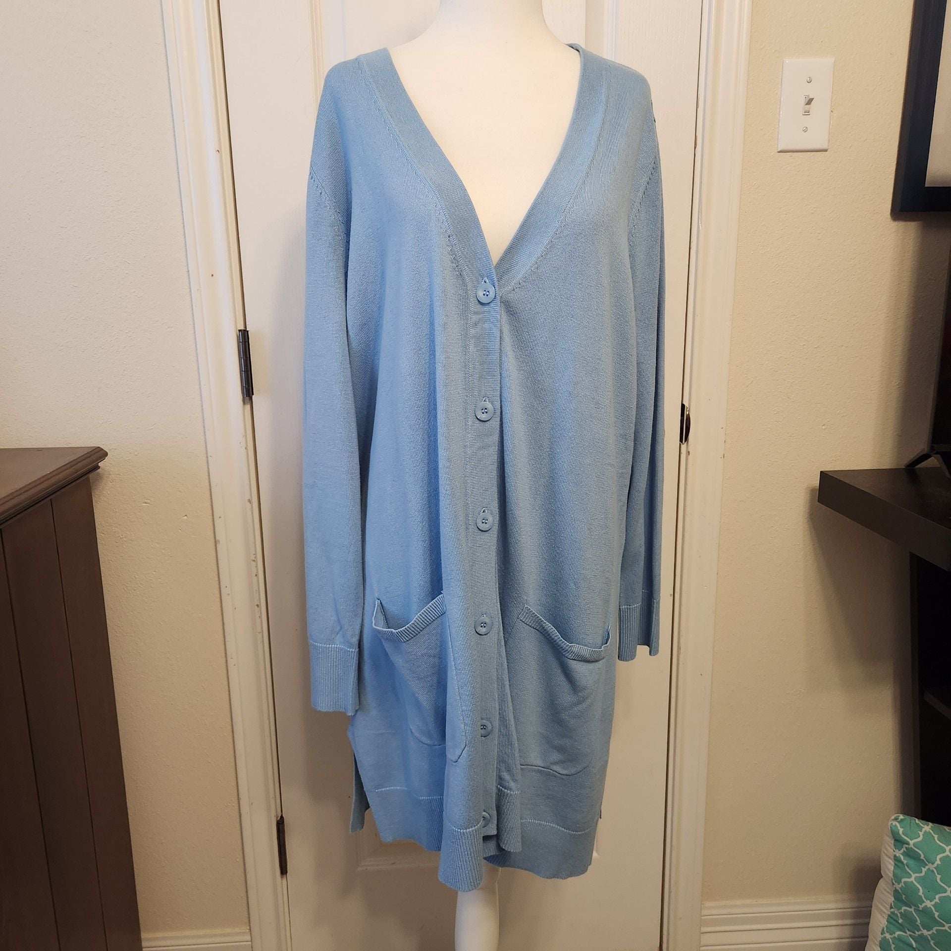 Isaac Mizrahi Live! Plus Size NWT Cardigan Blue 3