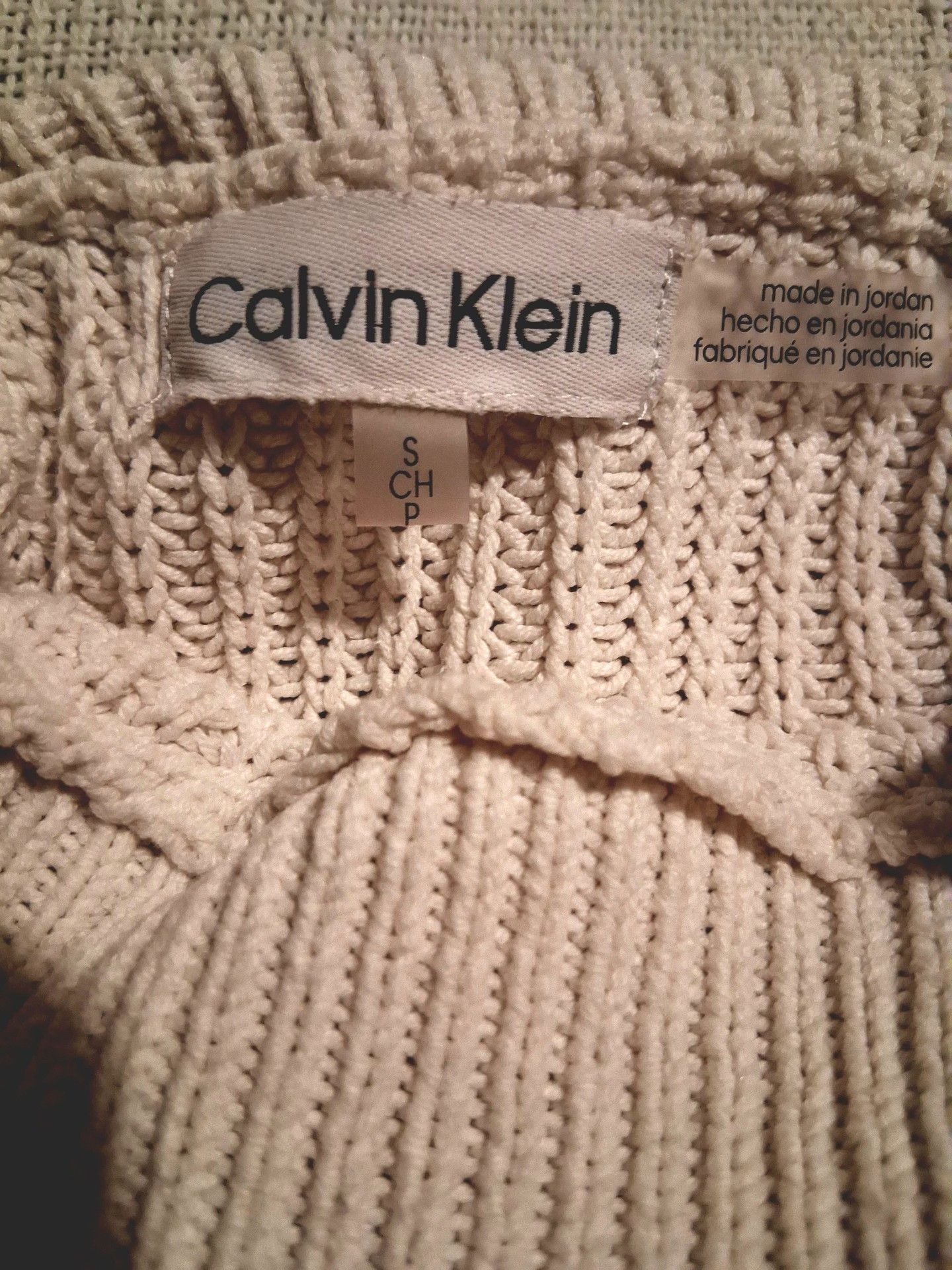 Calvin Klein Turtleneck Sweater Size S Cream Cotton Blend 3