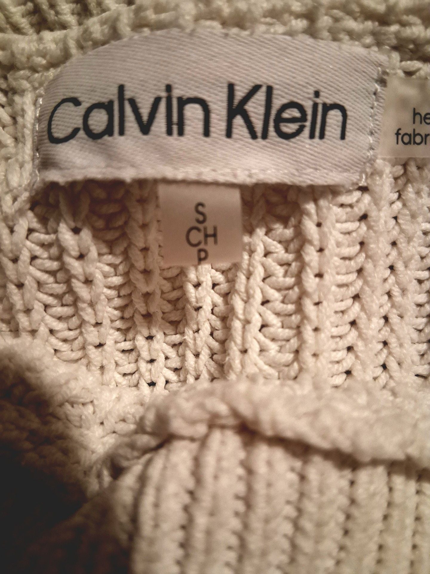 Calvin Klein Turtleneck Sweater Size S Cream Cotton Blend 4