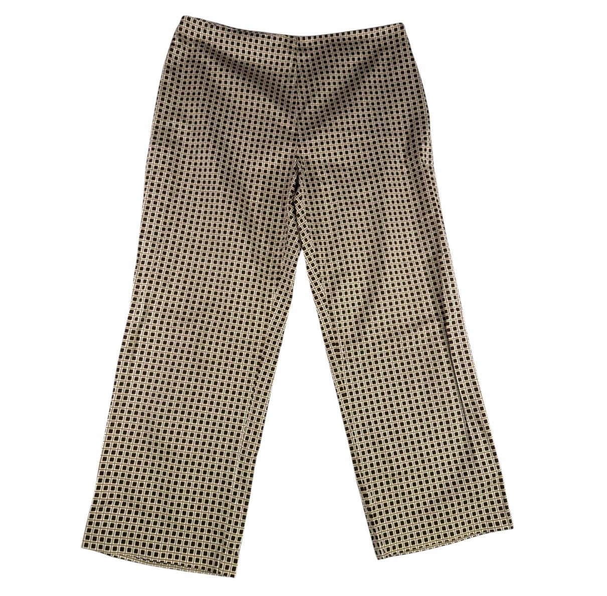 Vintage y2k mod George Stretch Pants Size 12 White Brown Check Geometric Cropped 2