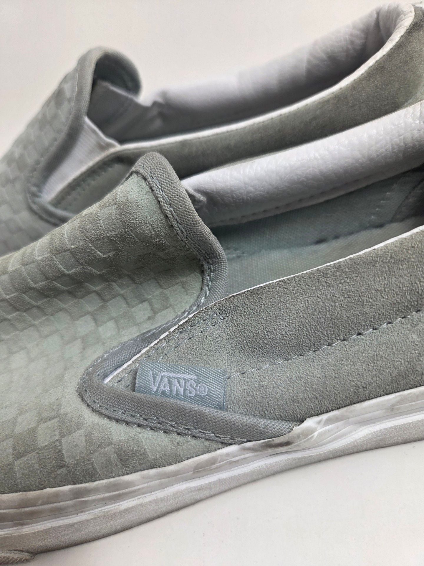 Vans Checkerboard Slip-On Gray Suede Shoes 5
