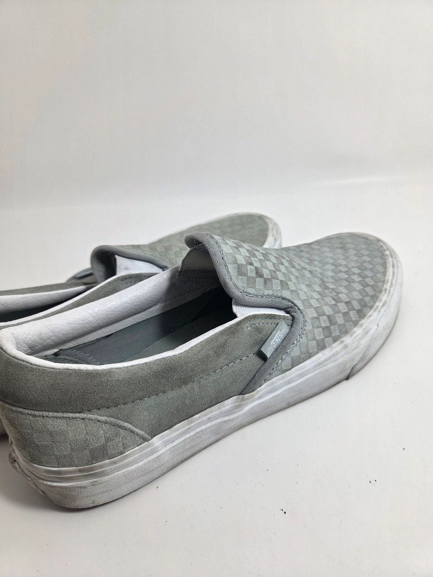 Vans Checkerboard Slip-On Gray Suede Shoes 7