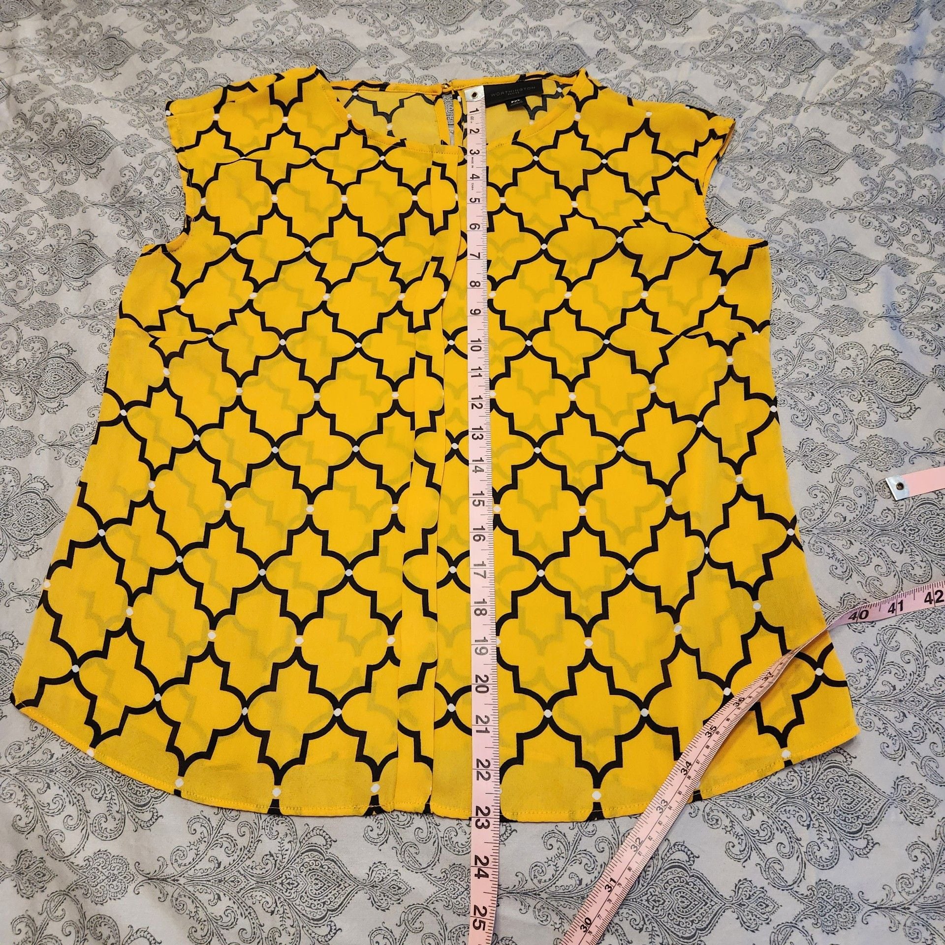Women's Blouse PXL Yellow Geometric 9