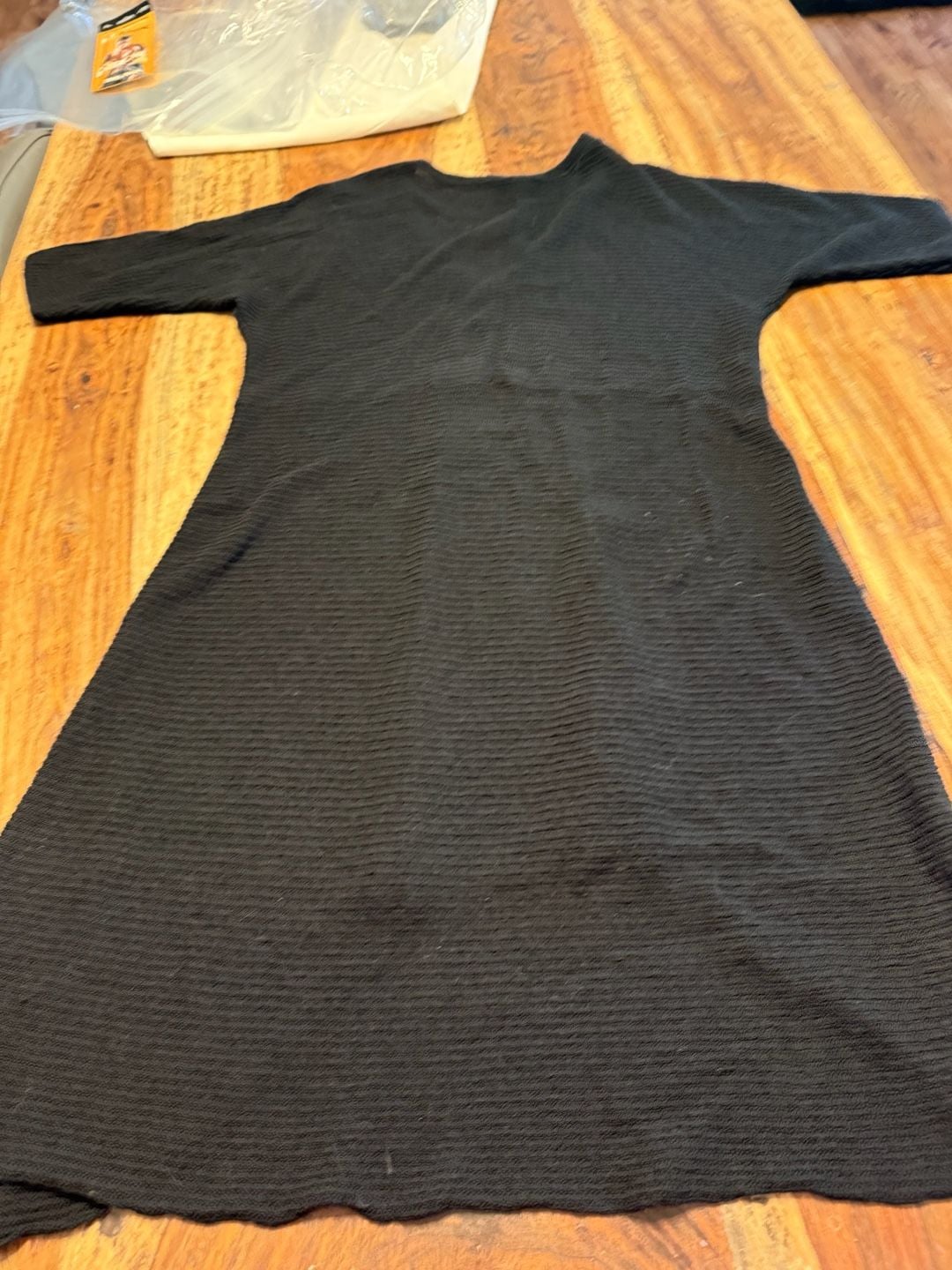 Eileen Fisher Black Rib Knit Tunic Size L Italian Yarn High Low Sweater 5