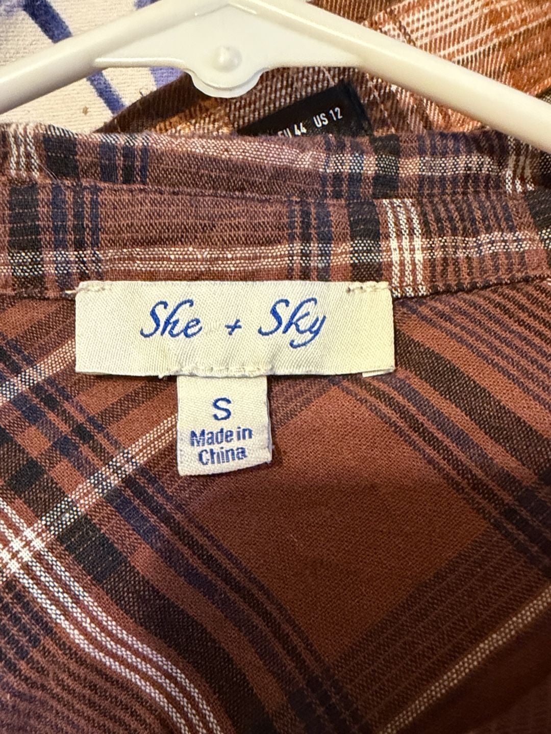 She+Sky Plaid Flannel Shirt Dress Size S Brown Long Sleeve Button Up 11