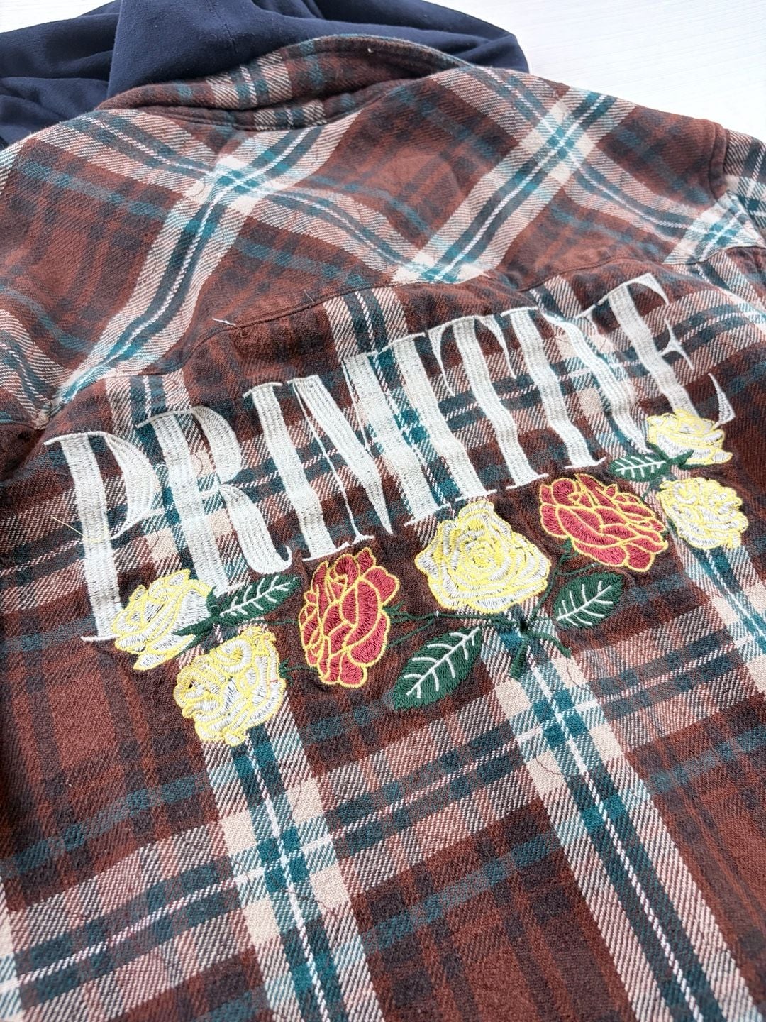 Primitive Skateboarding Layne Two-Fer Flannel Size L, Brown Plaid women’s Hoodie 8