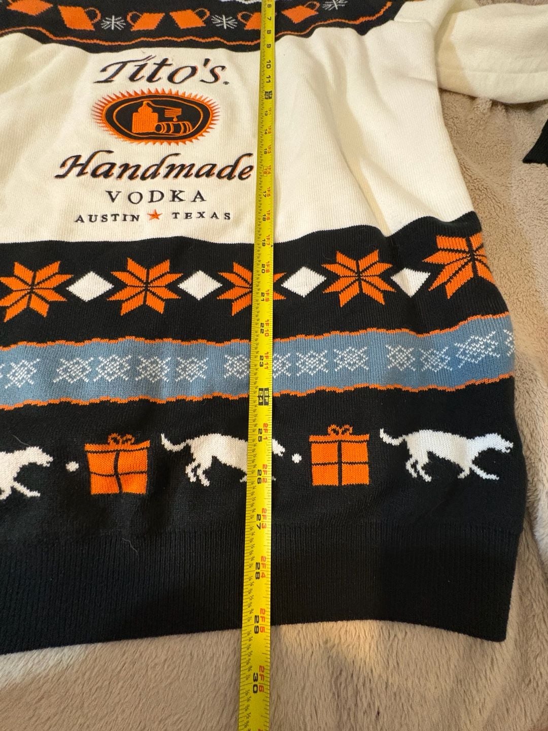 Tito's Handmade Vodka Ugly Christmas Sweater Size L Black White Holiday 9