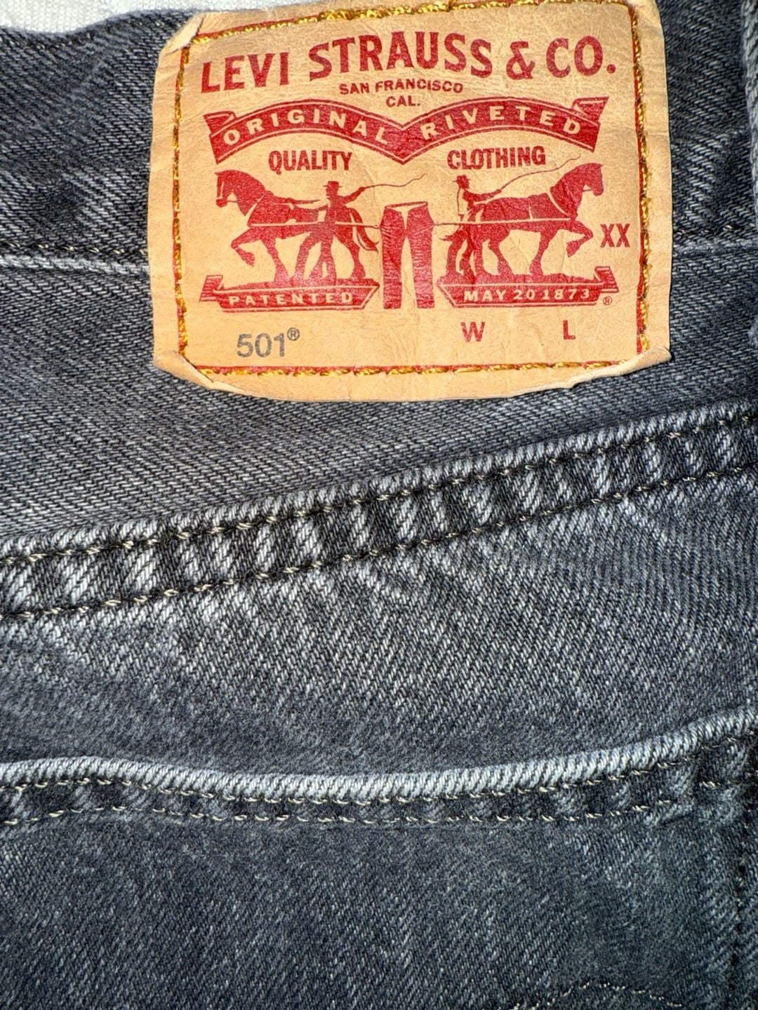 Levi's 501 Straight Jeans 30x32 Black Denim Button Fly Pre-Owned 4
