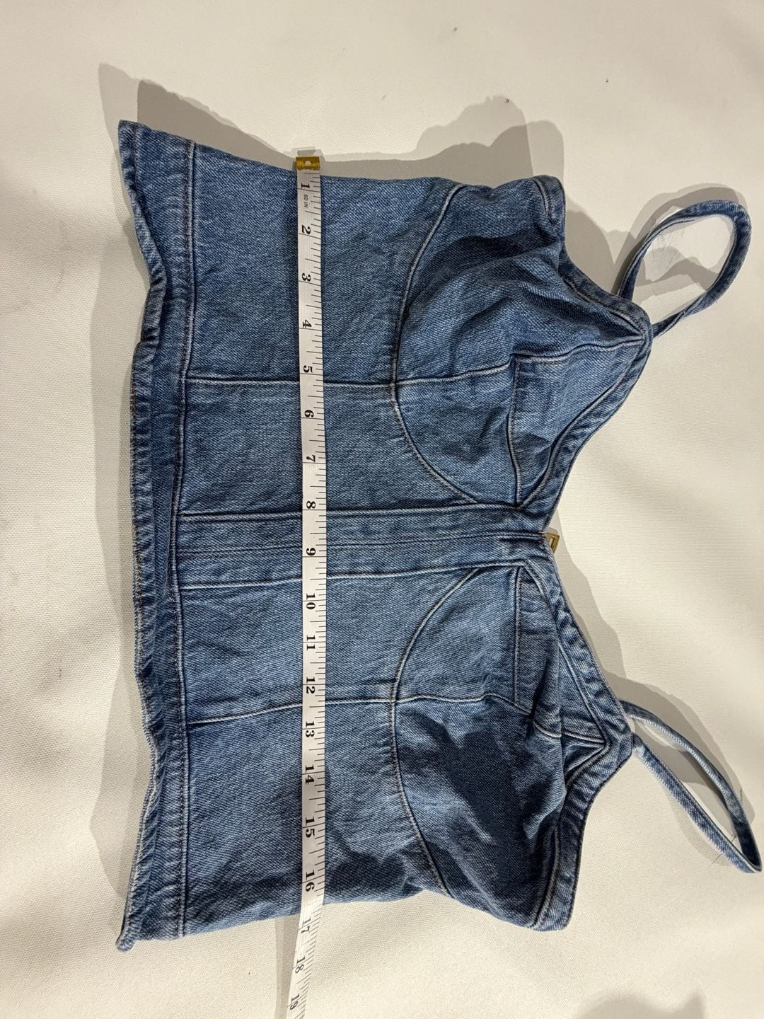 Express Blue Denim Corset Bustier Camisole Crop Top Size 10 7