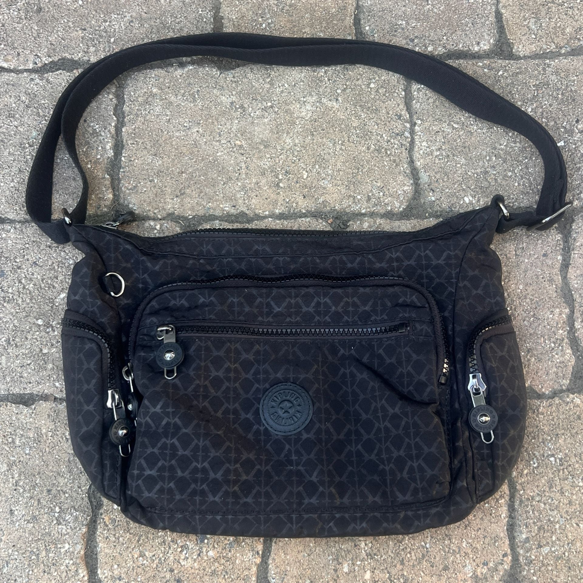 Kipling GABBIE SMALL PRINTED CROSSBODY Shoulder BAG Black Geometric Crossbody 3