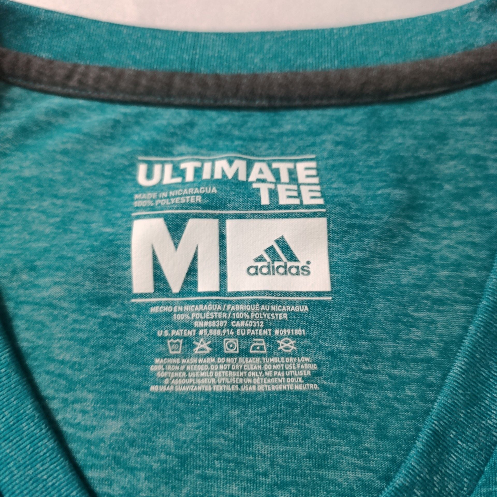 Adidas Ultimate Tee Size M Teal V-Neck Athletic Shirt 3