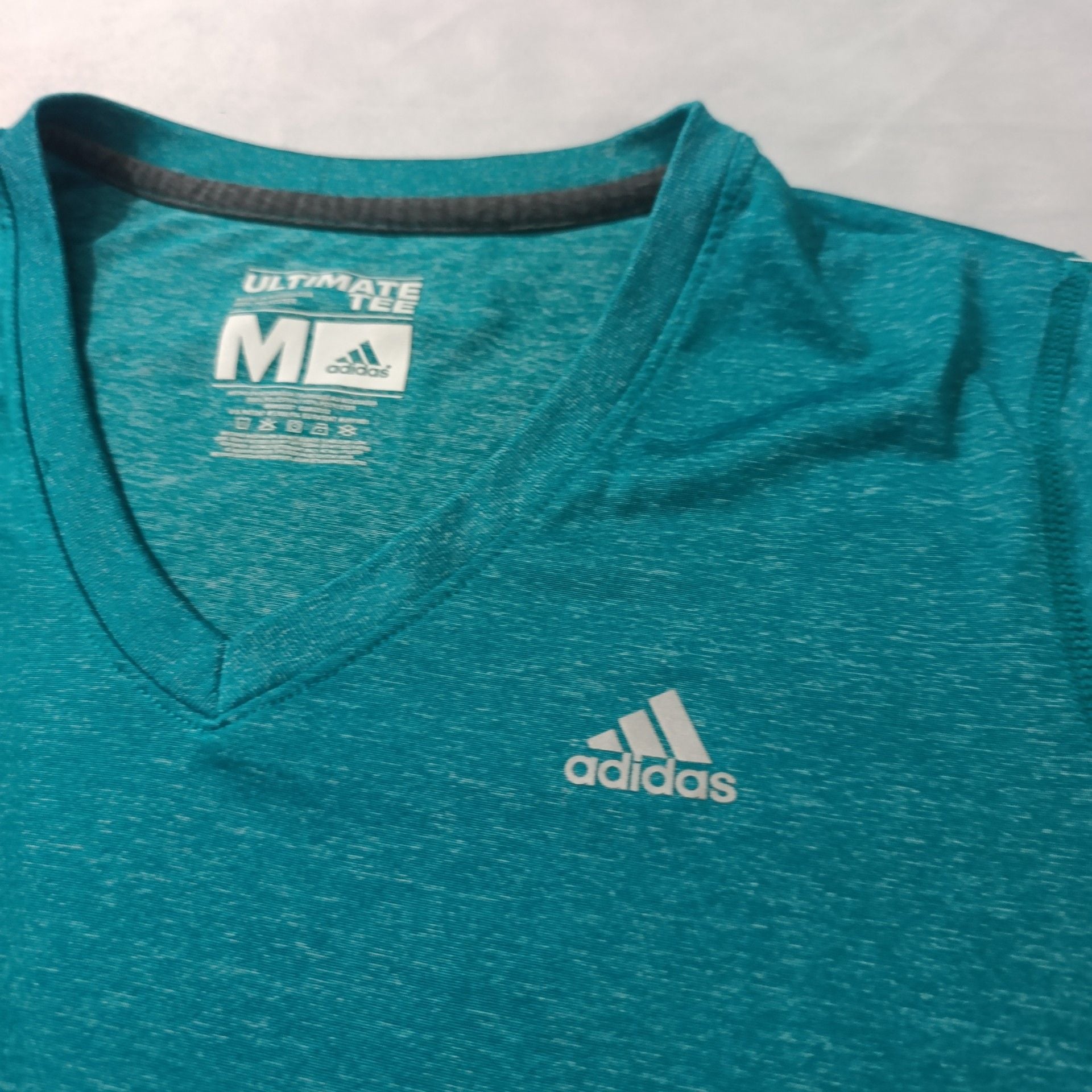 Adidas Ultimate Tee Size M Teal V-Neck Athletic Shirt 4