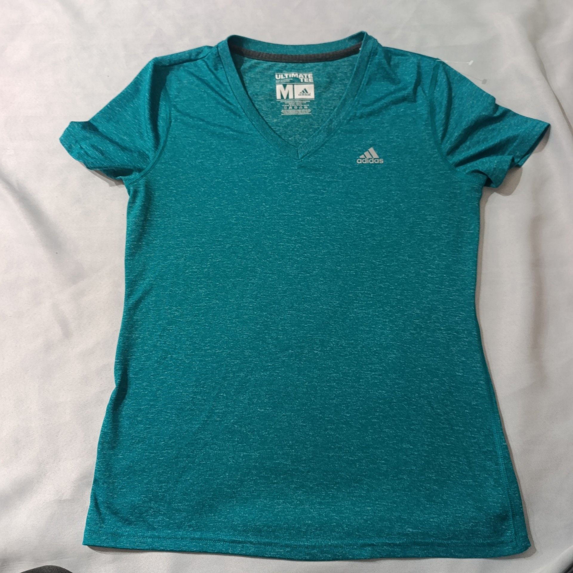Adidas Ultimate Tee Size M Teal V-Neck Athletic Shirt 2