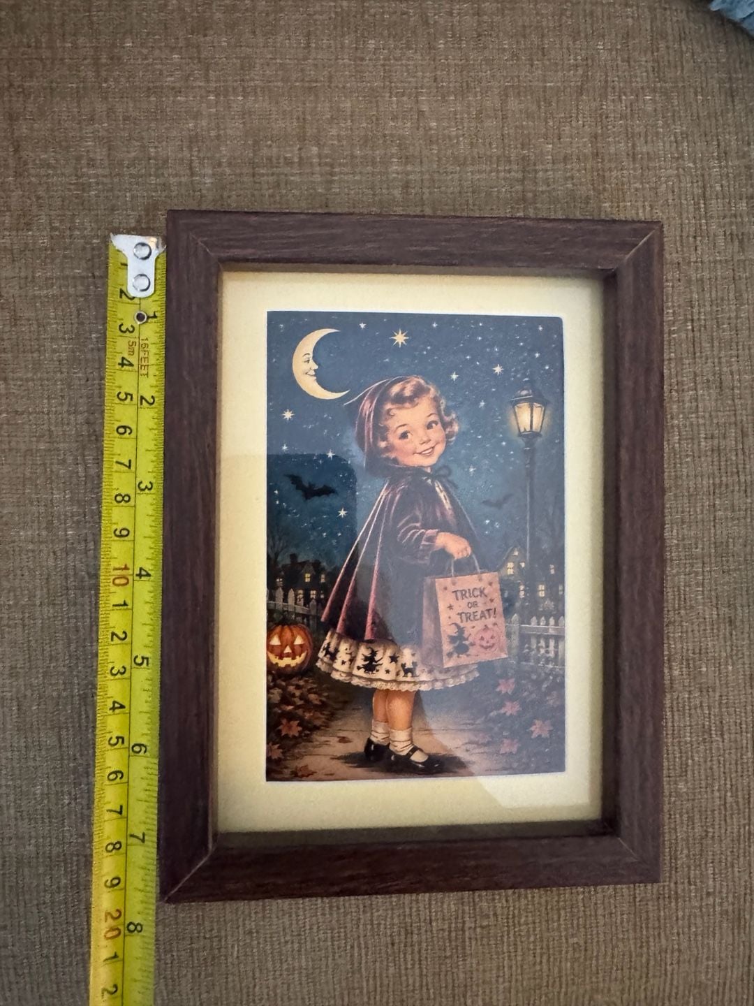 Vintage Style Halloween Trick or Treat Girl Framed Art Print 2