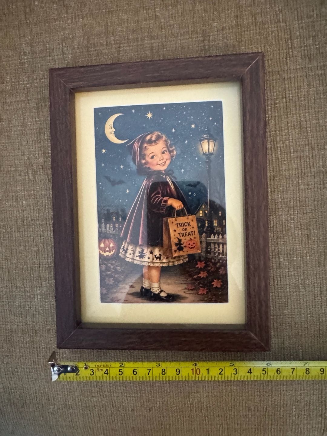 Vintage Style Halloween Trick or Treat Girl Framed Art Print 3