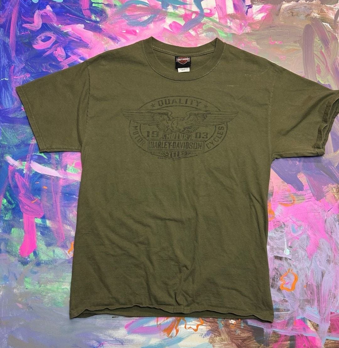 Harley-Davidson Yellowstone T-Shirt Size Medium Olive Green Bozeman Montana 3