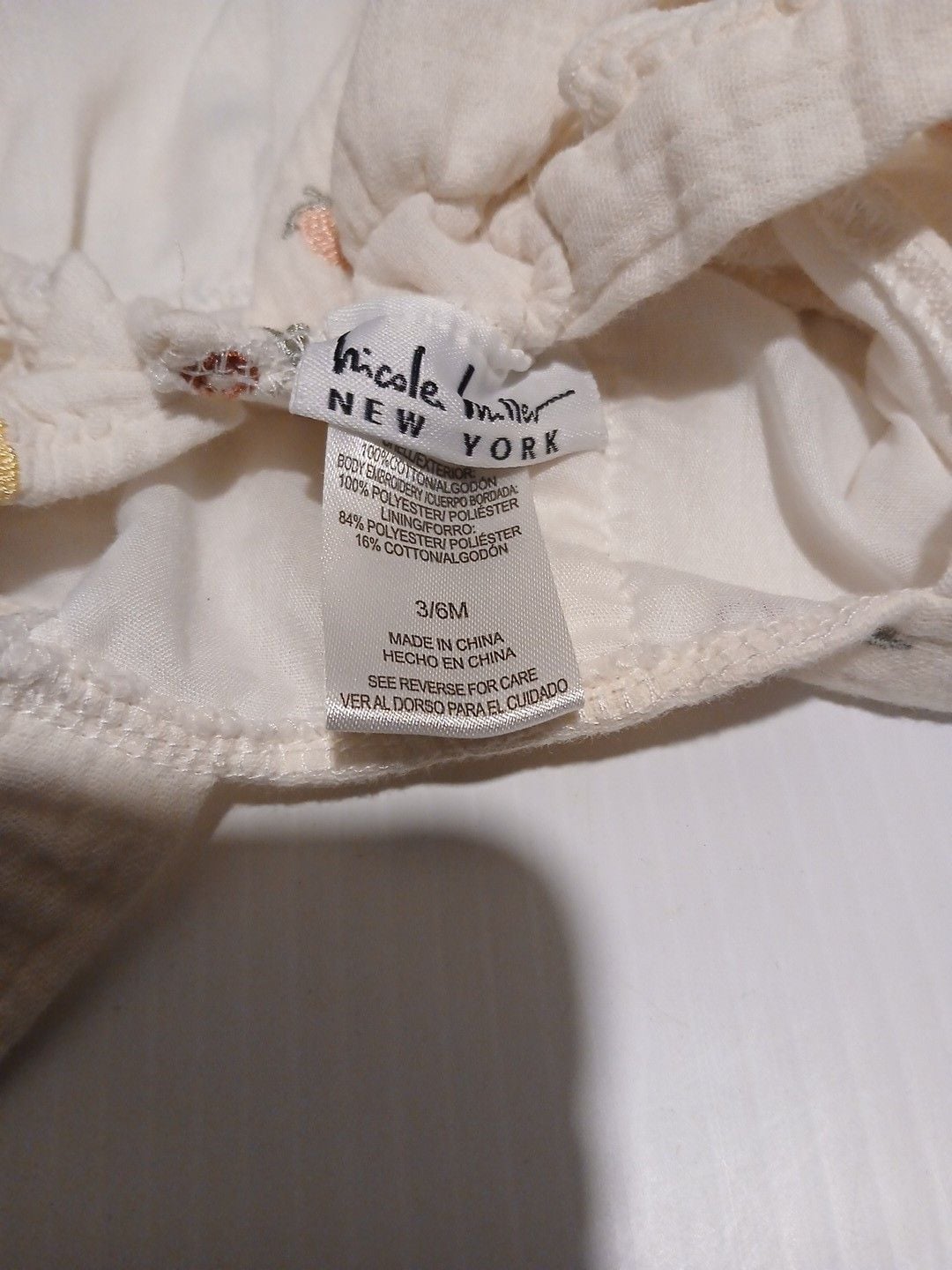 Nicole Miller New York Dress Size 3/6M White Embroidered Fruit 4