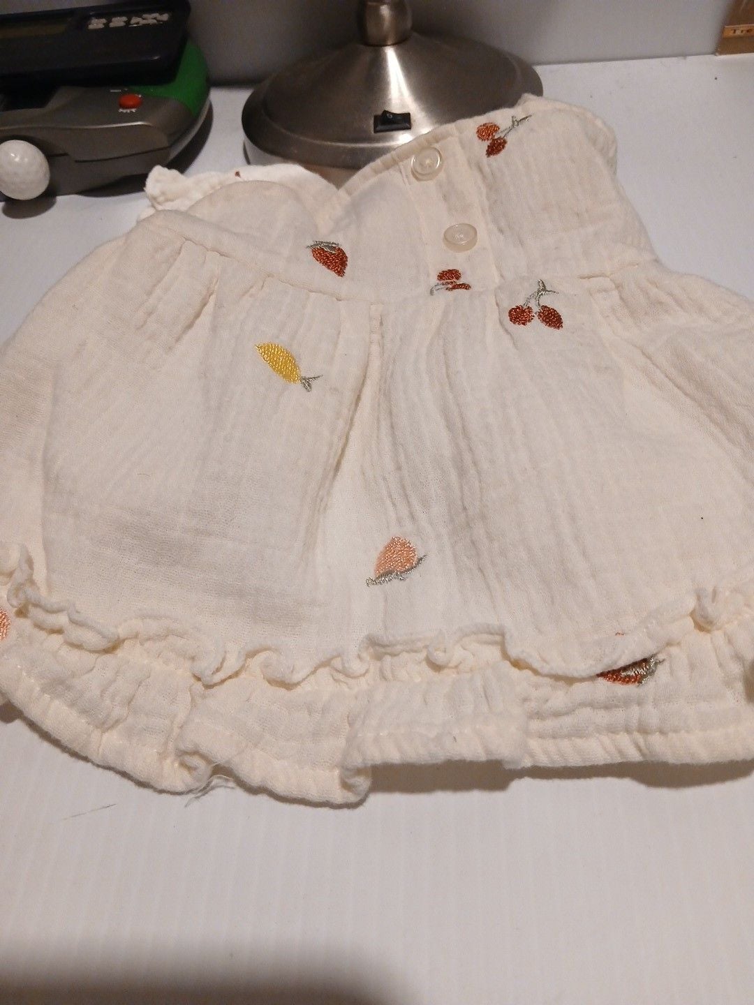 Nicole Miller New York Dress Size 3/6M White Embroidered Fruit 5